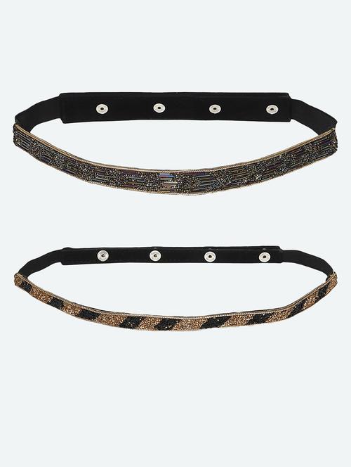 golden beaded embellished women belt combo (pack of 2) - 18172027 - Very Small Image - 1