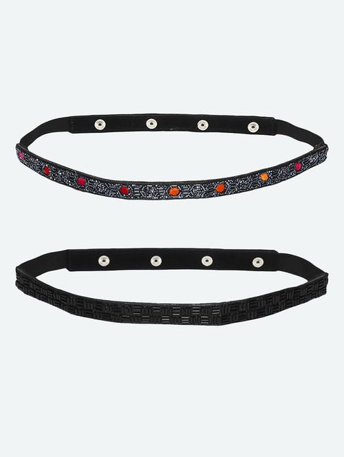 ombre-black embellished women belt combo (pack of 2) - 18172038 - Very Small Image - 1
