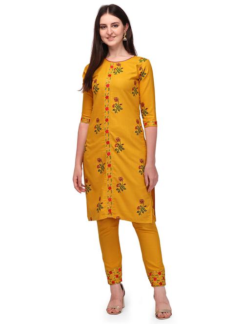 yellow cotton kurta pant set - 18172337 - Very Small Image - 1