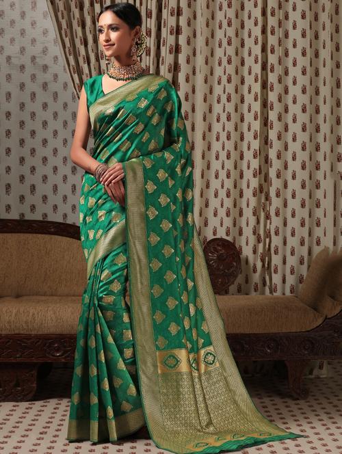 jacquard work banarasi saree with blouse - 18172442 - Very Small Image - 1