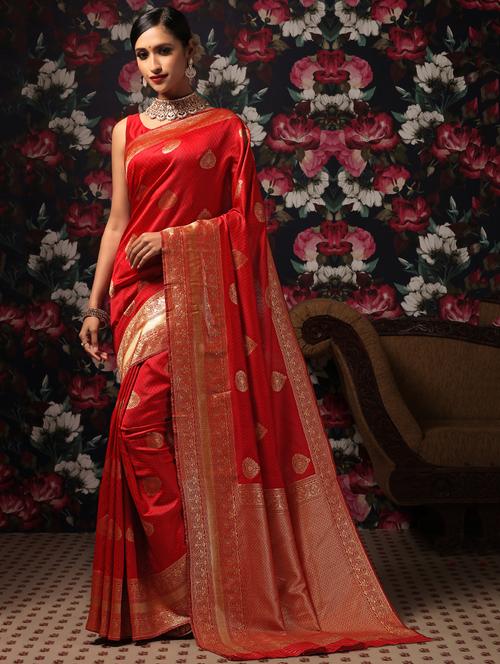 jacquard work banarasi saree with blouse - 18172444 - Very Small Image - 1