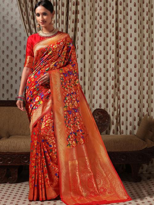 jacquard work banarasi saree with blouse - 18172445 - Very Small Image - 1