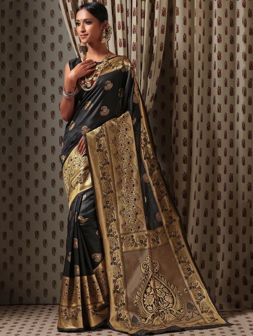 jacquard work banarasi saree with blouse - 18172451 - Very Small Image - 1