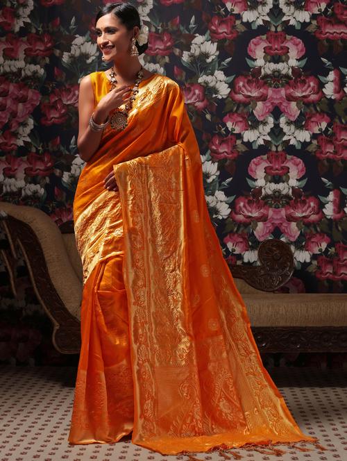 jacquard work banarasi saree with blouse - 18172452 - Very Small Image - 1