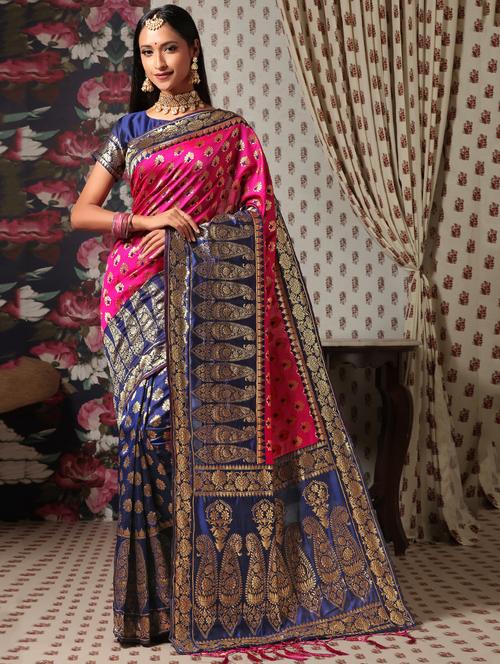 jacquard work banarasi saree with blouse - 18172454 - Very Small Image - 1