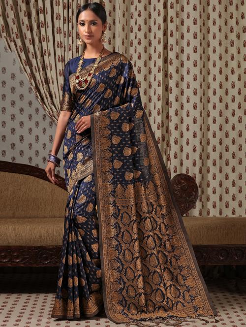jacquard work banarasi saree - 18172457 - Very Small Image - 1