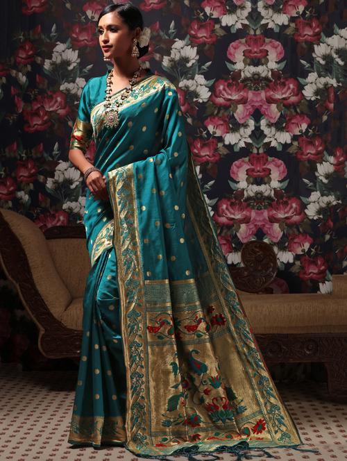 jacquard work kanjivaram saree with blouse - 18172474 - Very Small Image - 1