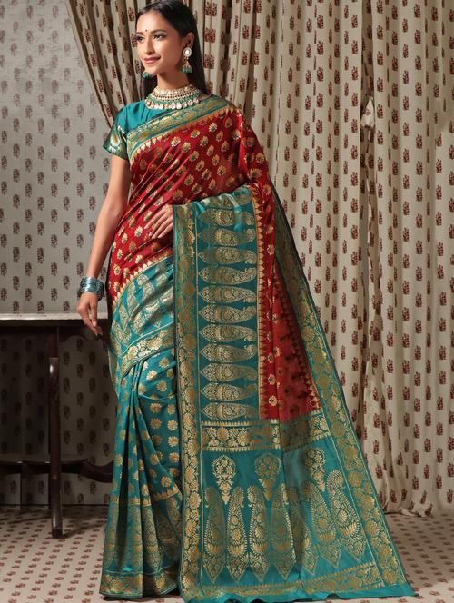 jacquard work kanjivaram saree with blouse - 18172478 - Very Small Image - 1
