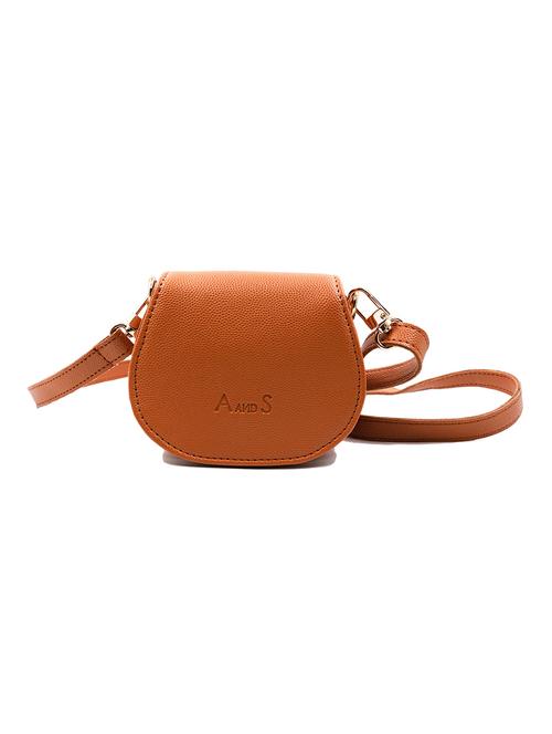 orange leatherette (pu) sling bag - 18172519 - Very Small Image - 1