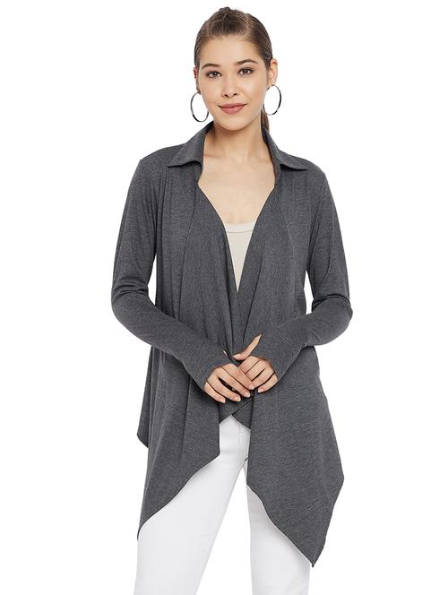 grey solid water fall shrug - 18172530 - Very Small Image - 1