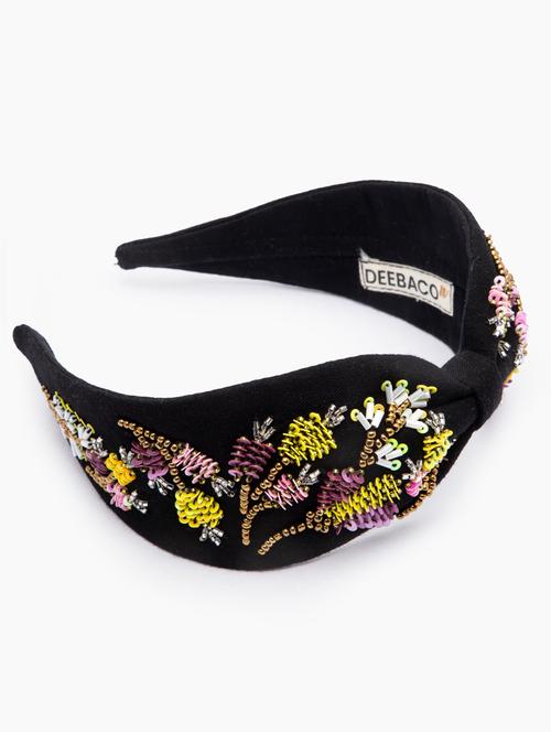 structured black floral hairband - 18172621 - Very Small Image - 1