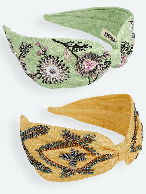 green and yellow embellished headband combo (set of 2) - 18172692 - Very Small Image - 1