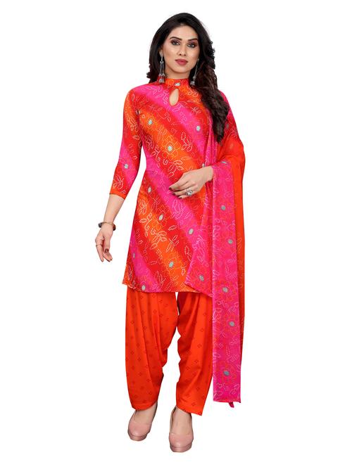 orange crepe unstitched suit - 18172808 - Very Small Image - 1