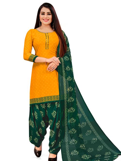 yellow crepe unstitched suit - 18172844 - Very Small Image - 1