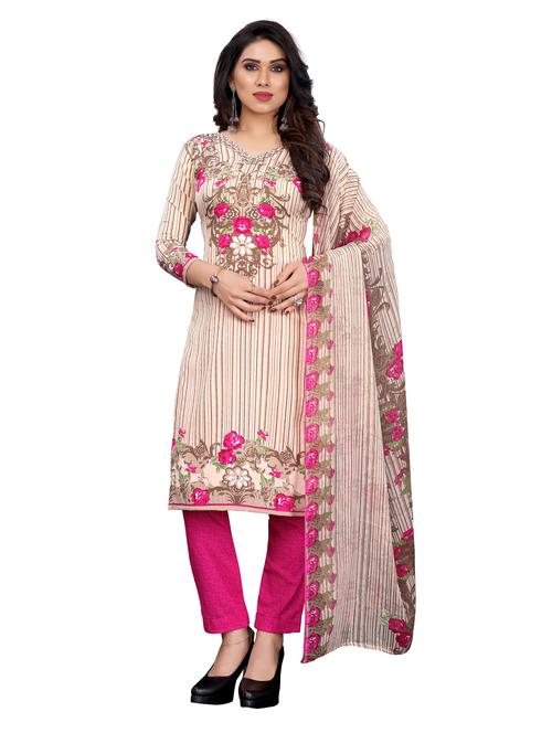 cream crepe unstitched suit - 18172860 - Very Small Image - 1