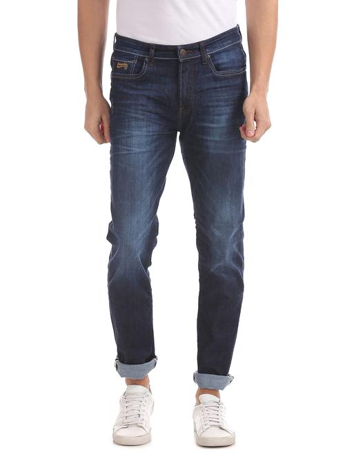 dark blue color cotton blend distressed jeans - 18173205 - Very Small Image - 1