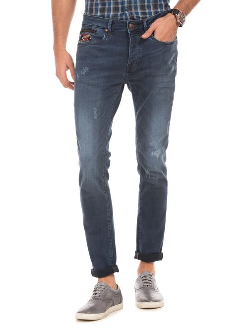 dark blue cotton blend jeans - 18173376 - Very Small Image - 1