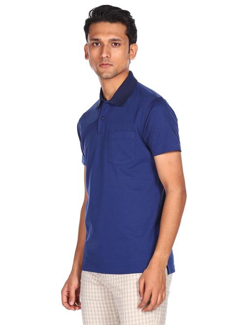 blue solid polo t-shirt - 18175072 - Very Small Image - 1