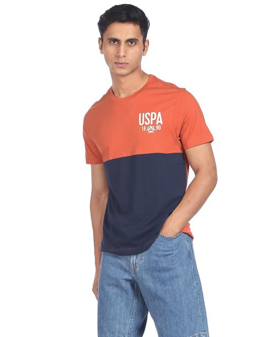 orange color-blocked t-shirt - 18175087 - Very Small Image - 1