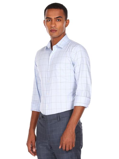 blue checkered formal shirt - 18175158 - Very Small Image - 1