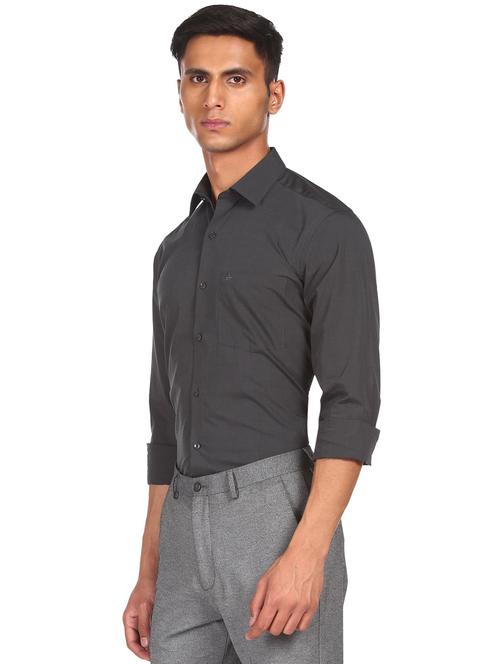 charcoal grey solid formal shirt - 18175170 - Very Small Image - 1