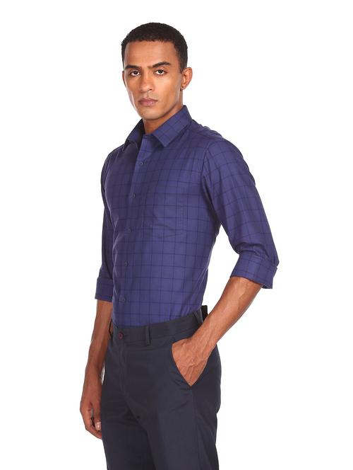 purple checked formal shirt - 18175238 - Very Small Image - 1