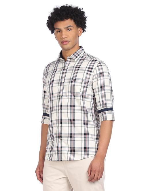 beige checkered formal shirt - 18175297 - Very Small Image - 1