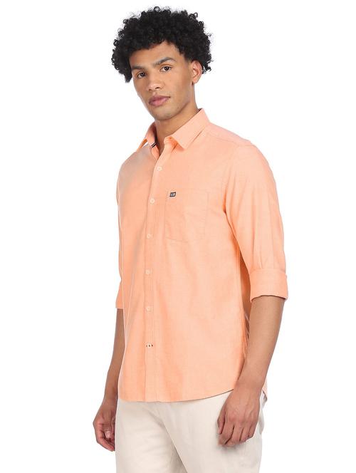 peach solid formal shirt - 18175313 - Very Small Image - 1