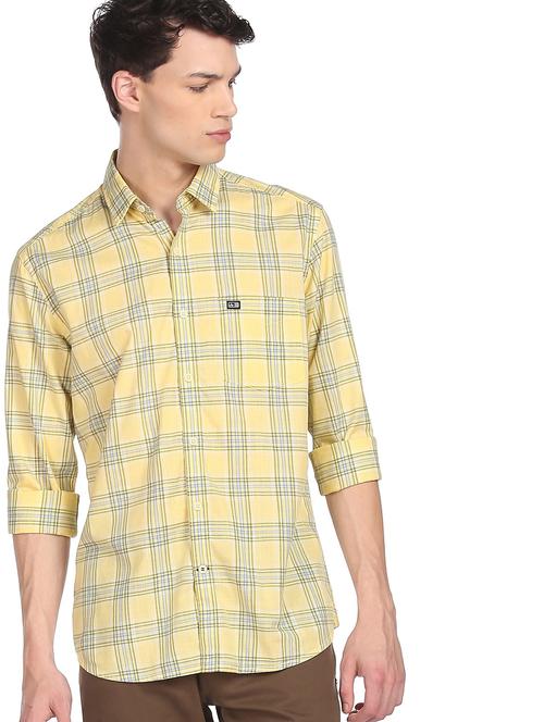 yellow checkered formal shirt - 18175340 - Very Small Image - 1