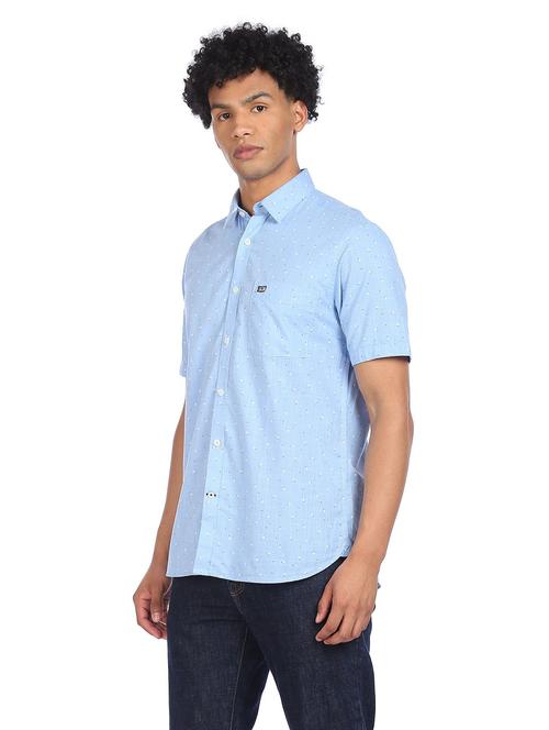 blue printed casual shirt - 18175395 - Very Small Image - 1