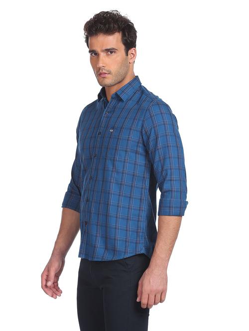 blue checkered casual shirt - 18175430 - Very Small Image - 1