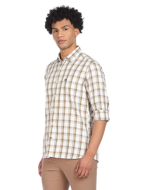 beige checkered casual shirt - 18175463 - Very Small Image - 1