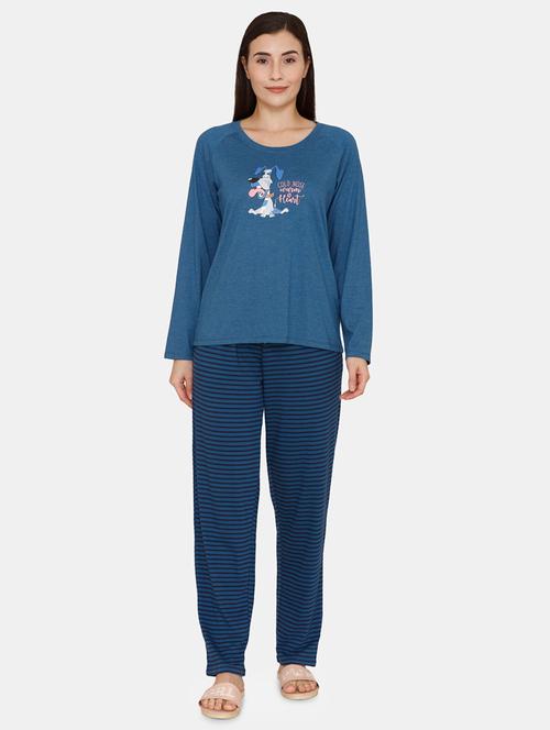 round neck printed nightwear pajama set - 18175900 - Very Small Image - 1