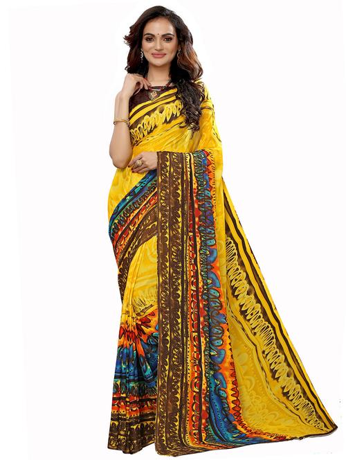 abstract printed saree with blouse - 18175950 - Very Small Image - 1