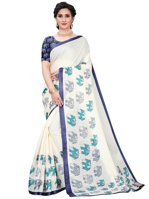 conversational printed saree with blouse - 18175957 - Very Small Image - 1
