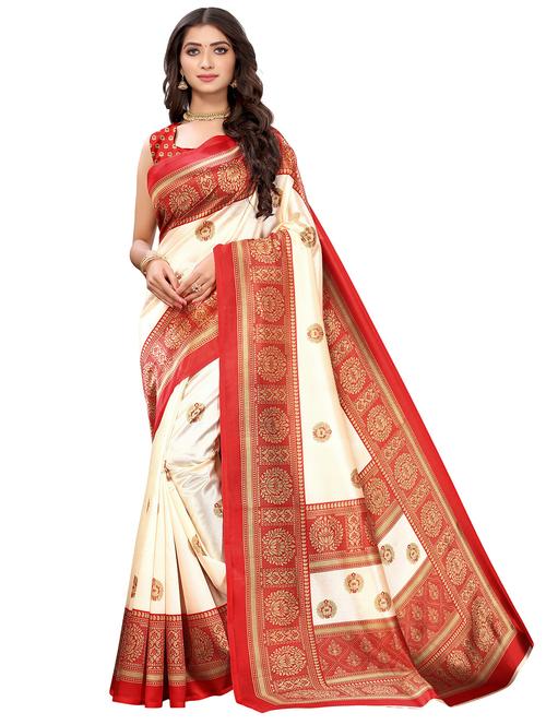 floral printed saree with blouse - 18175963 - Very Small Image - 1