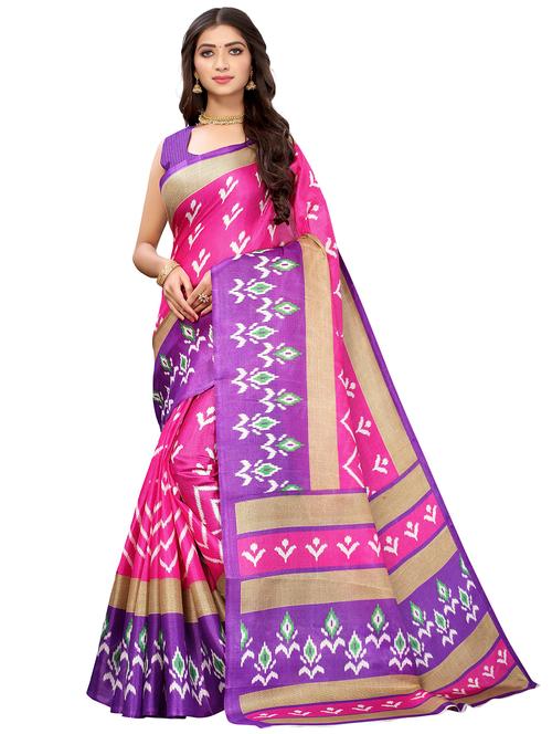 ikat printed saree with blouse - 18175987 - Very Small Image - 1