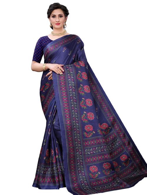 floral printed saree with blouse - 18176001 - Very Small Image - 1