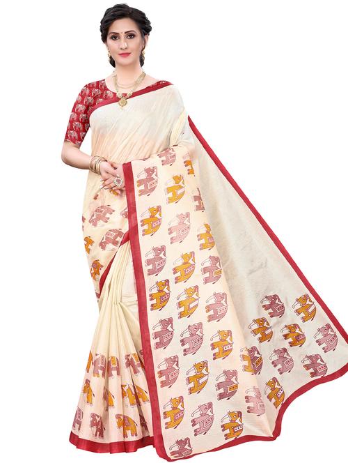 conversational printed saree with blouse - 18176002 - Very Small Image - 1