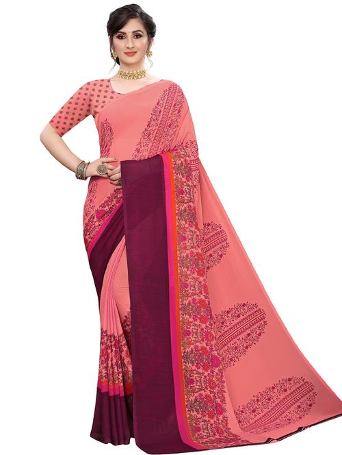 floral printed saree with blouse - 18176004 - Very Small Image - 1