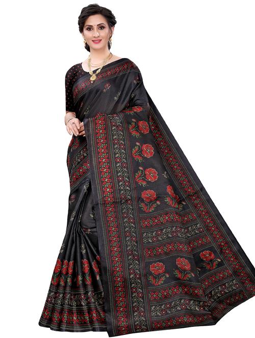 floral printed saree with blouse - 18176009 - Very Small Image - 1
