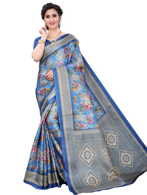 floral printed saree with blouse - 18176015 - Very Small Image - 1