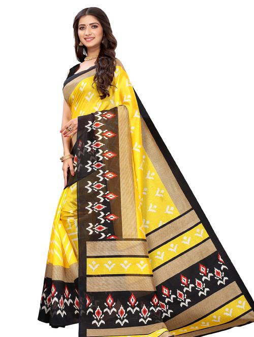 yellow silk blend mysore saree with blouse - 18176039 - Very Small Image - 1