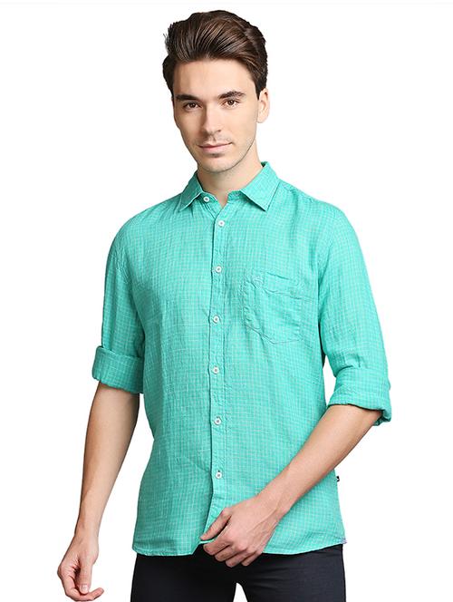green linen casual shirt - 18176059 - Very Small Image - 1