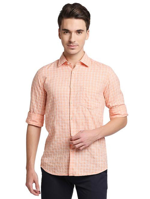 orange checked casual shirt - 18176097 - Very Small Image - 1