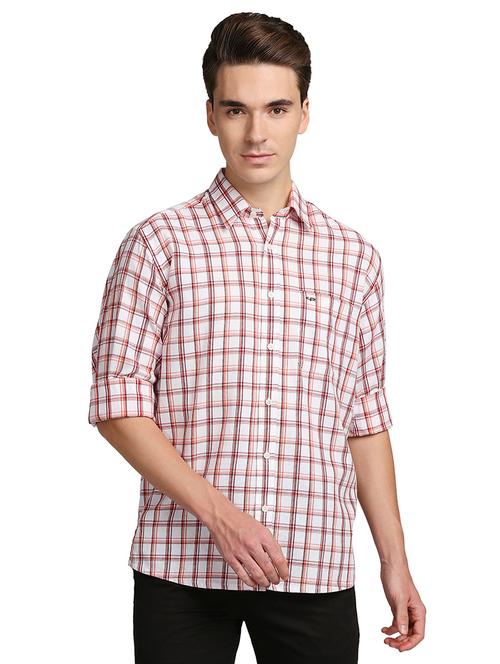 orange checked casual shirt - 18176122 - Very Small Image - 1