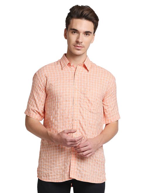 orange checked blend casual shirt - 18176125 - Very Small Image - 1