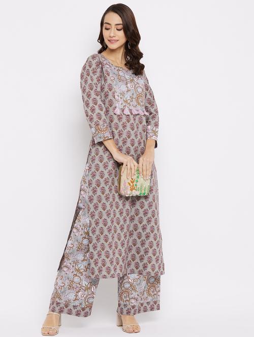 floral kurta palazzo set - 18177001 - Very Small Image - 1