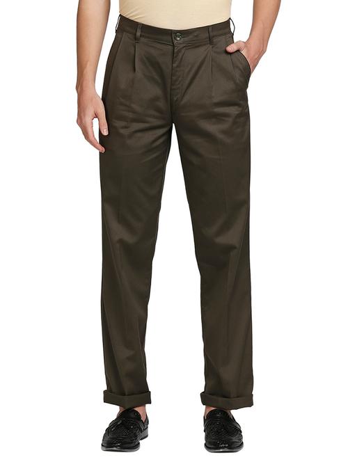 green solid chinos casual trouser - 18177114 - Very Small Image - 1
