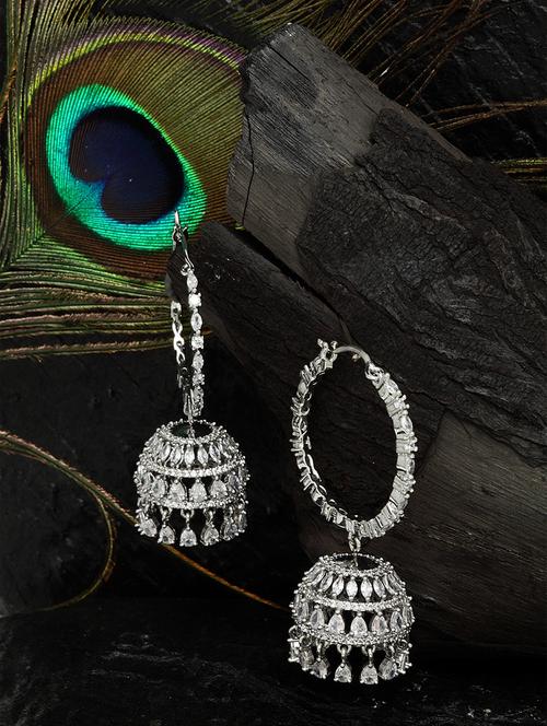 silver jhumka earring - 18177286 - Very Small Image - 1